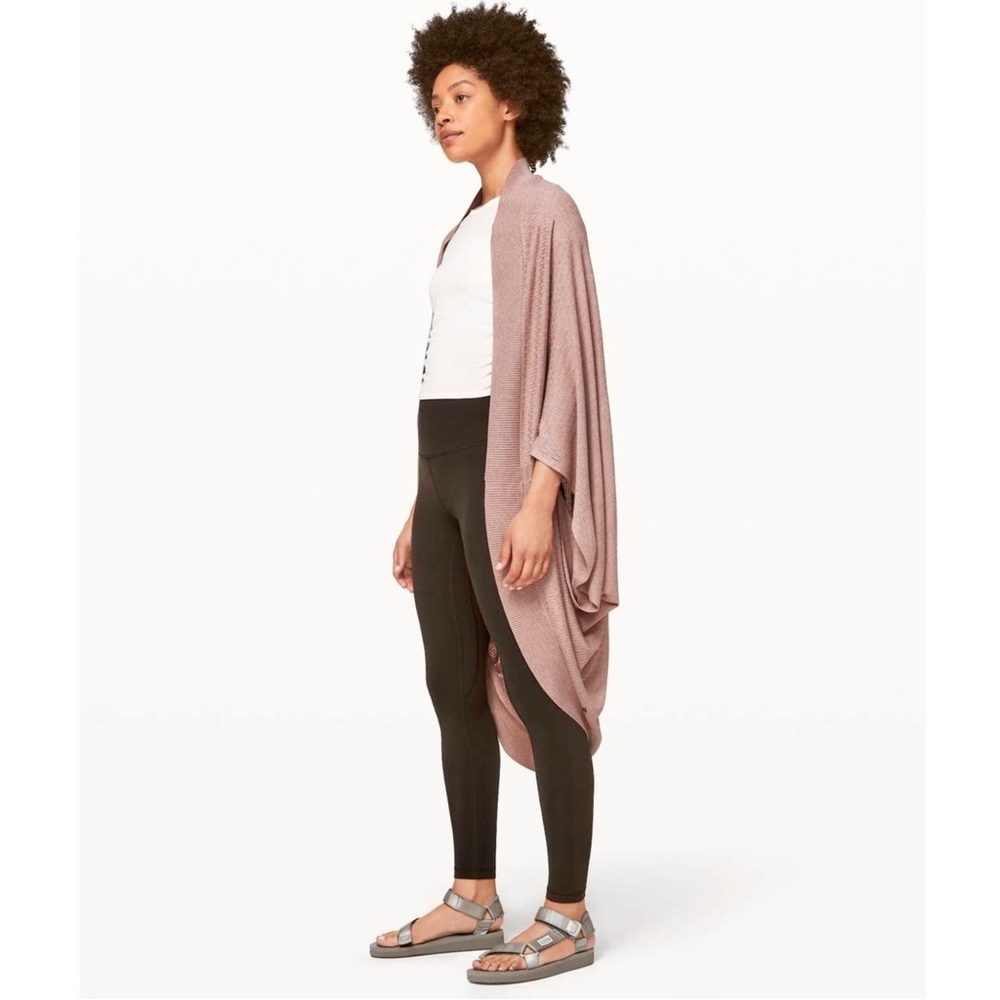 Lululemon Stillness Wrap Knit Cardigan Heathered Red Dust Pink Slouchy W9AWFS